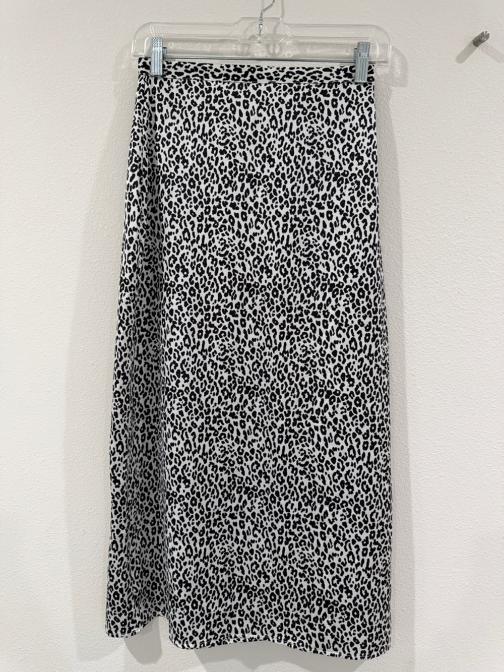 Women’s Black & White Leopard Print Midi Skirt